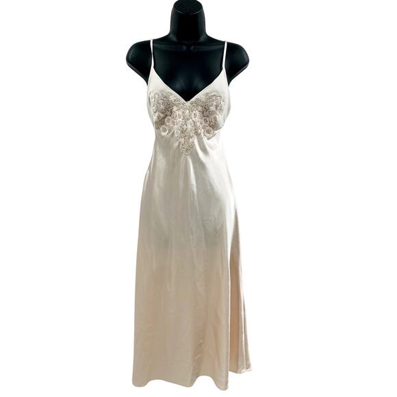 Vintage blush pink satin lace maxi slip dress - Picture 1 of 4